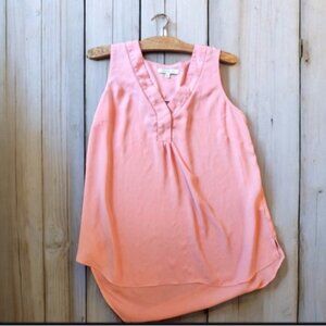 Rose + Olive v neck sleeveless coral pink blouse medium womens